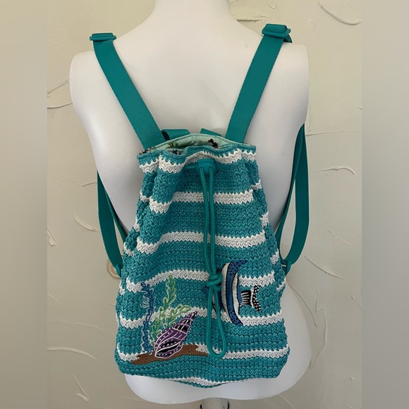 Vera Bradley Antilles Aquatic Straw Drawstring Small Backpack Bundle - Picture 8 of 16
